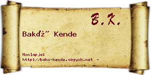Bakó Kende névjegykártya